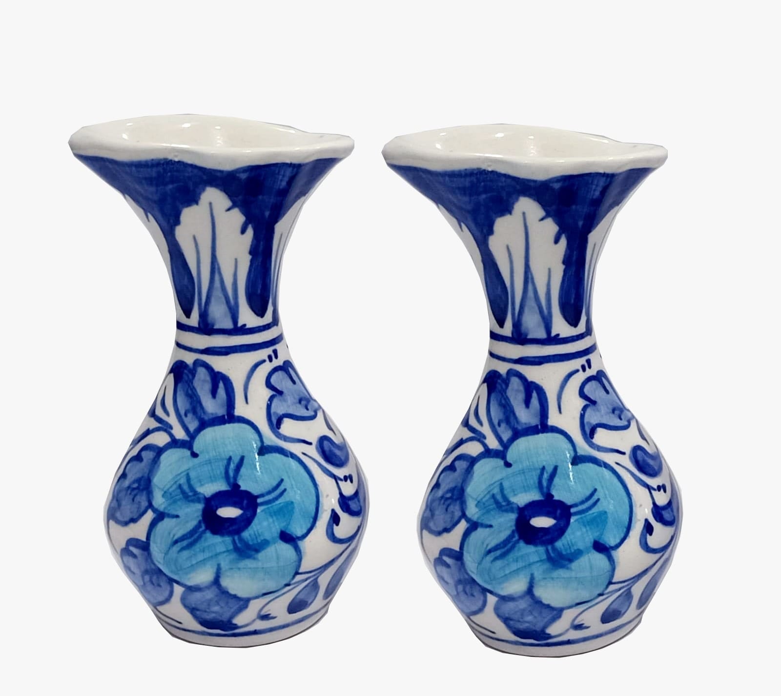 Blue Felicity Hand-Painted Ceramic Vases (Set of 2)