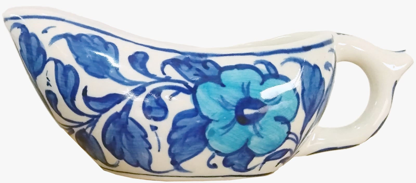 Hand-Painted Blue Ceramic Gravy Boat | Sauce Server Crockery in Pakistan