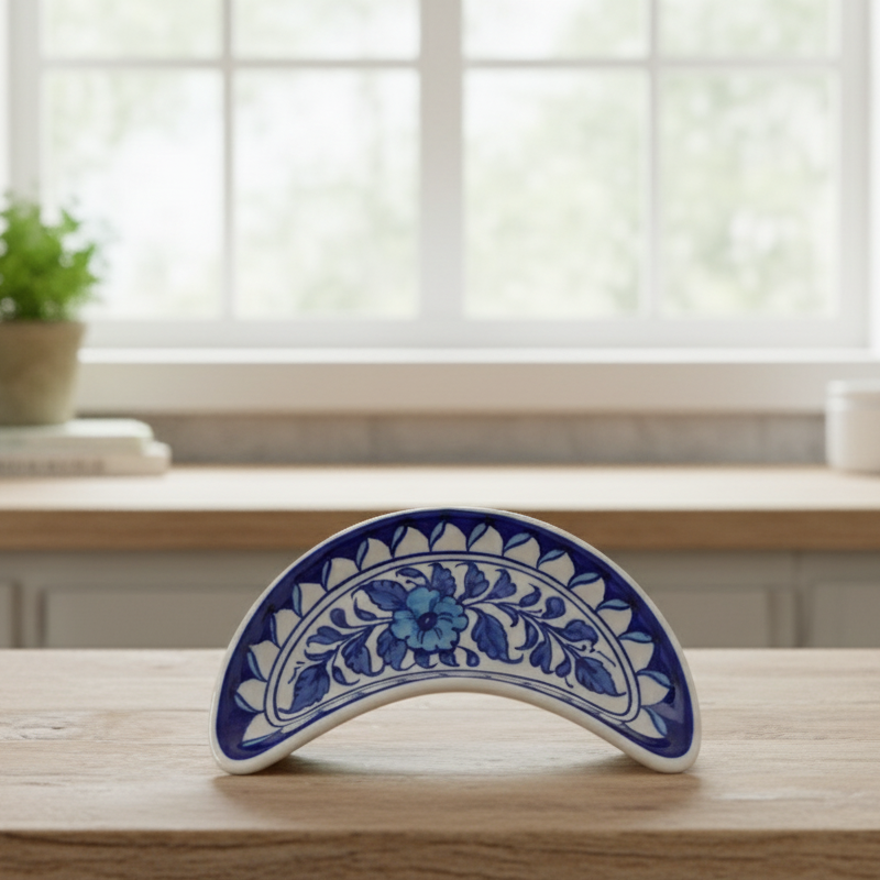 Blue Felicity Hand-Painted Ceramic Crescent Dish