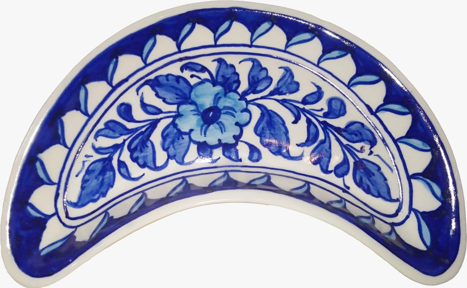 Blue Felicity Hand-Painted Ceramic Crescent Dish