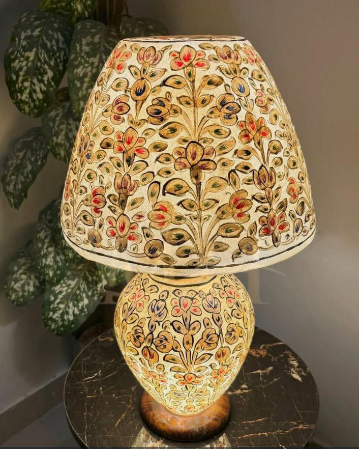 Handcrafted Floral Camel Skin Lamp