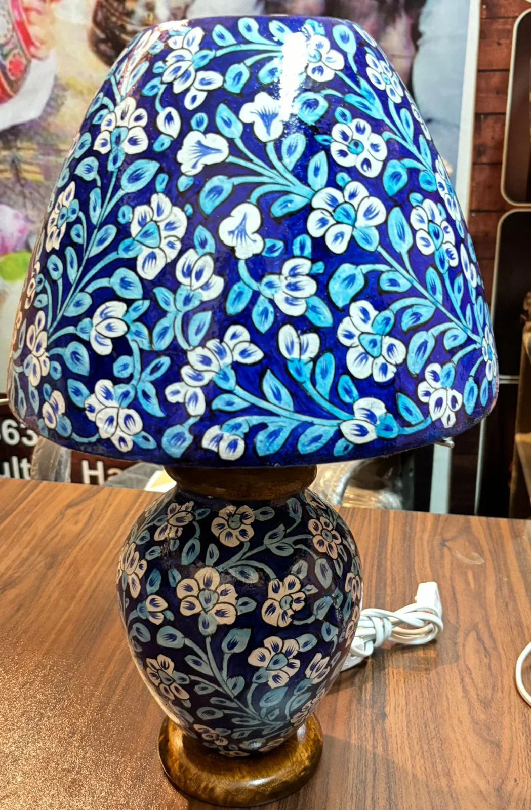 Handcrafted Floral Camel Skin Lamp