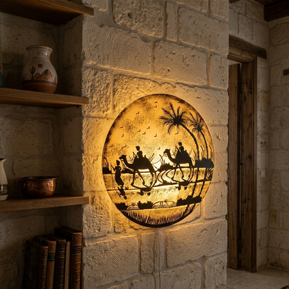 Wall Plated Handmade Camel Skin Lamp