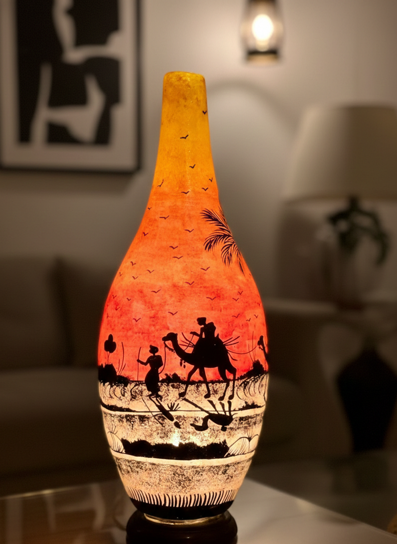 Bottle Shape Camel Skin Lamp 16-inch