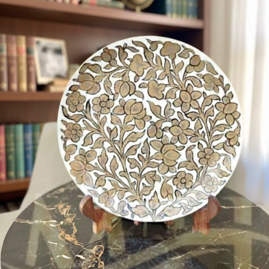 Handcrafted Wooden Naqashi Plate 10inch