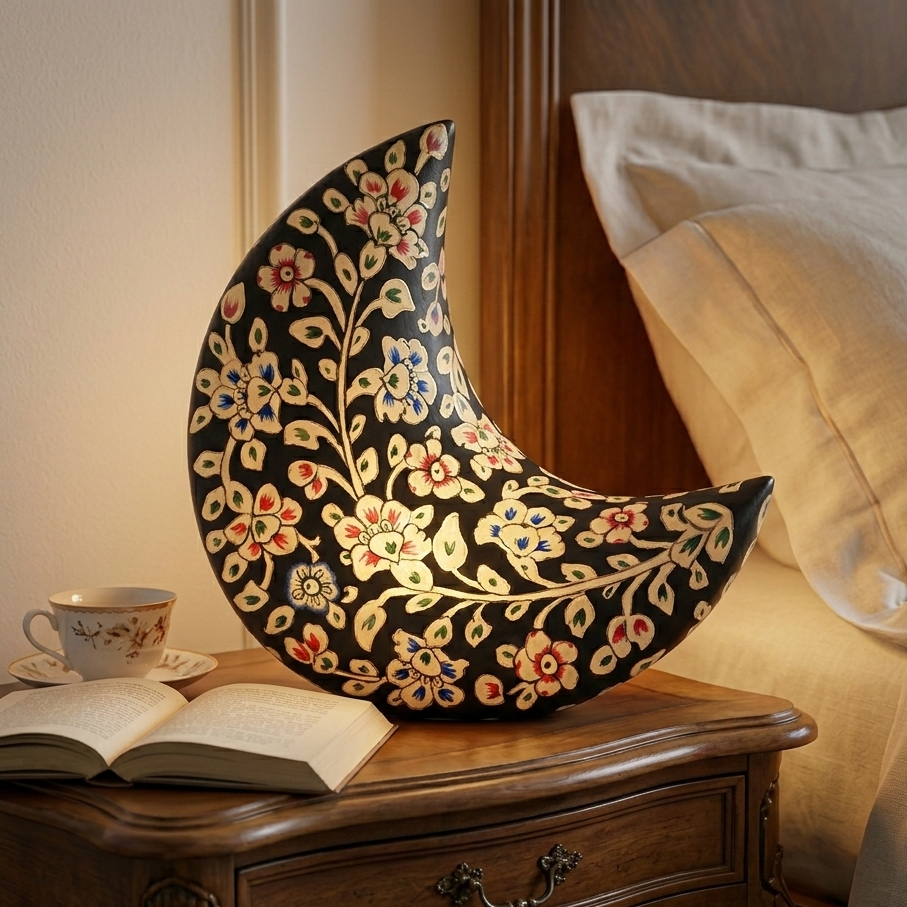 Moon Shape Camel Skin Lamp 8-inch