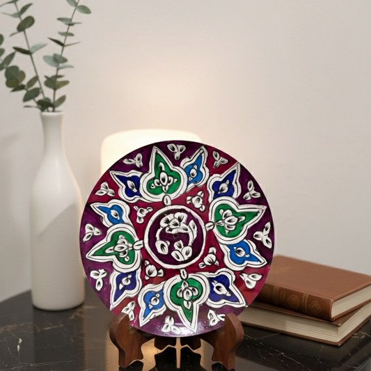 Handcrafted Wooden Naqashi Plate 10inch