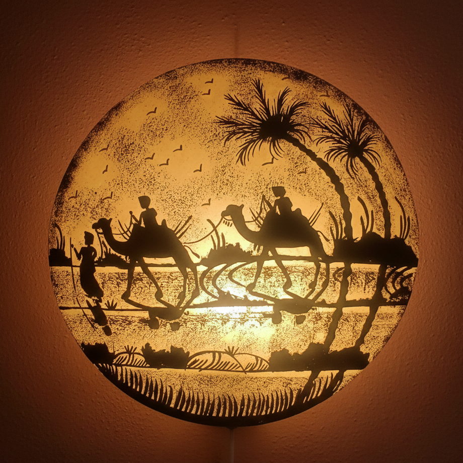 Wall Plated Handmade Camel Skin Lamp