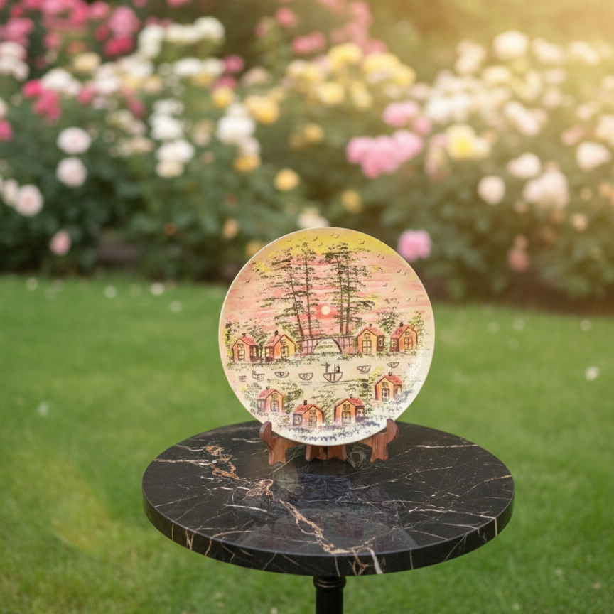 Handcrafted Wooden Naqashi Plate 10inch