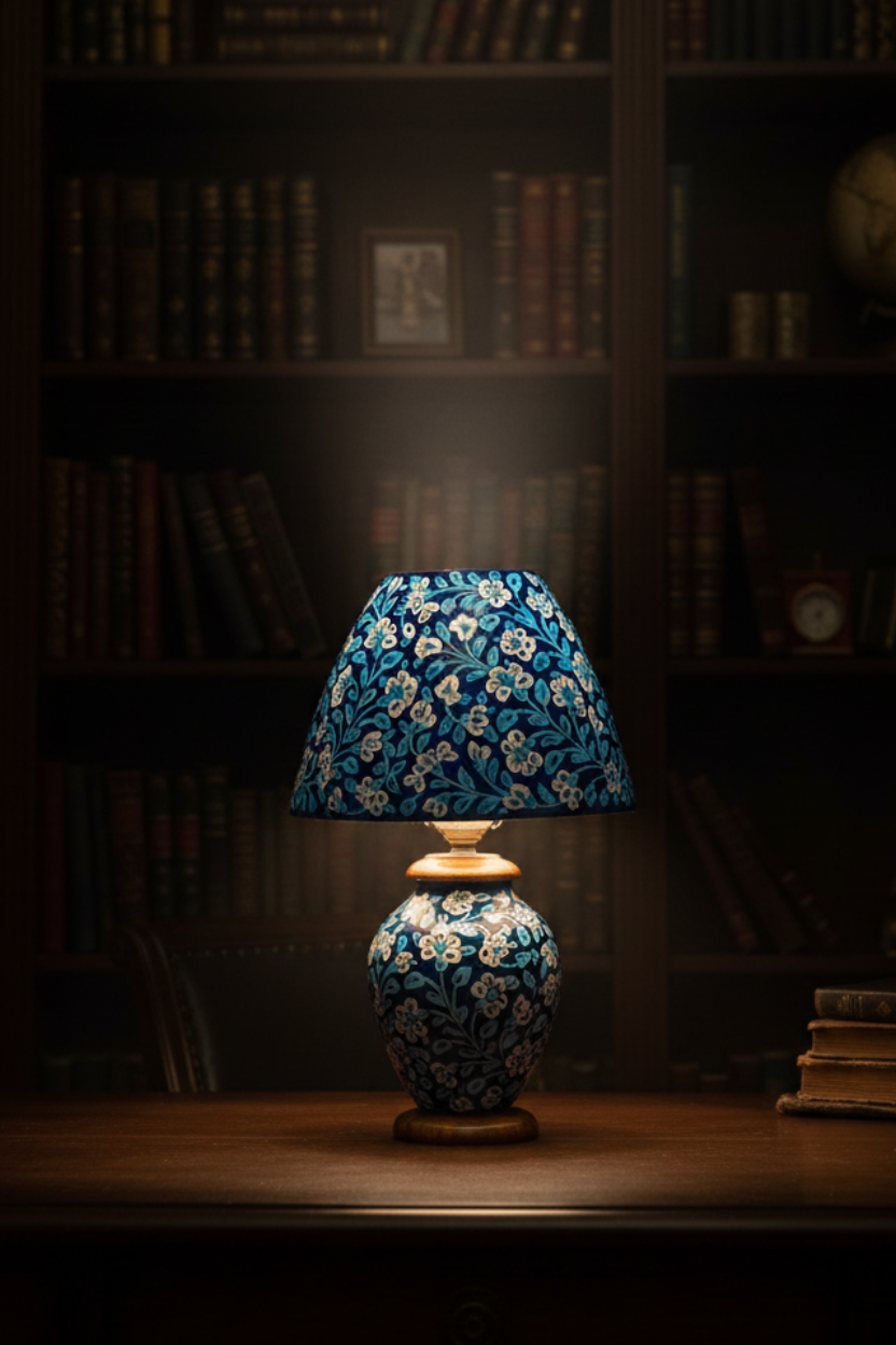Handcrafted Floral Camel Skin Lamp