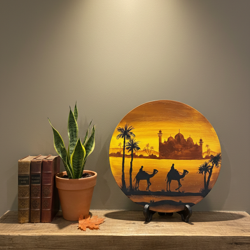 Handcrafted Wooden Naqashi Plate 10inch