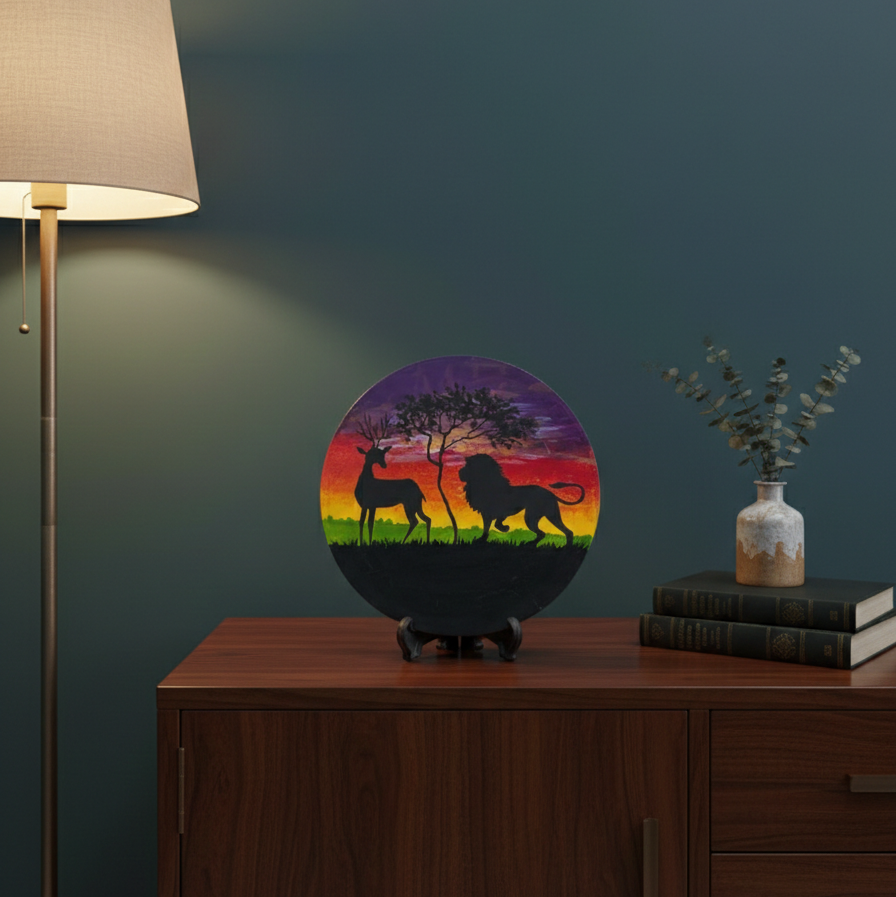 Handcrafted Wooden Naqashi Plate 10inch