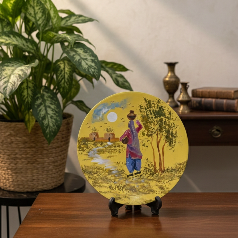 Handcrafted Wooden Naqashi Plate 10inch