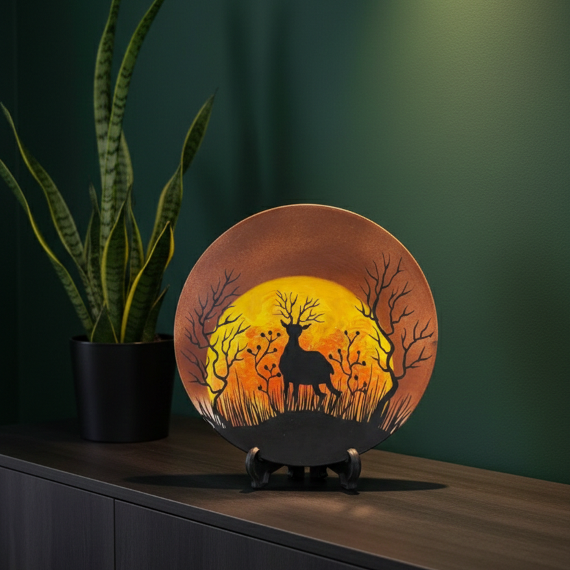 Handcrafted Wooden Naqashi Plate 10inch