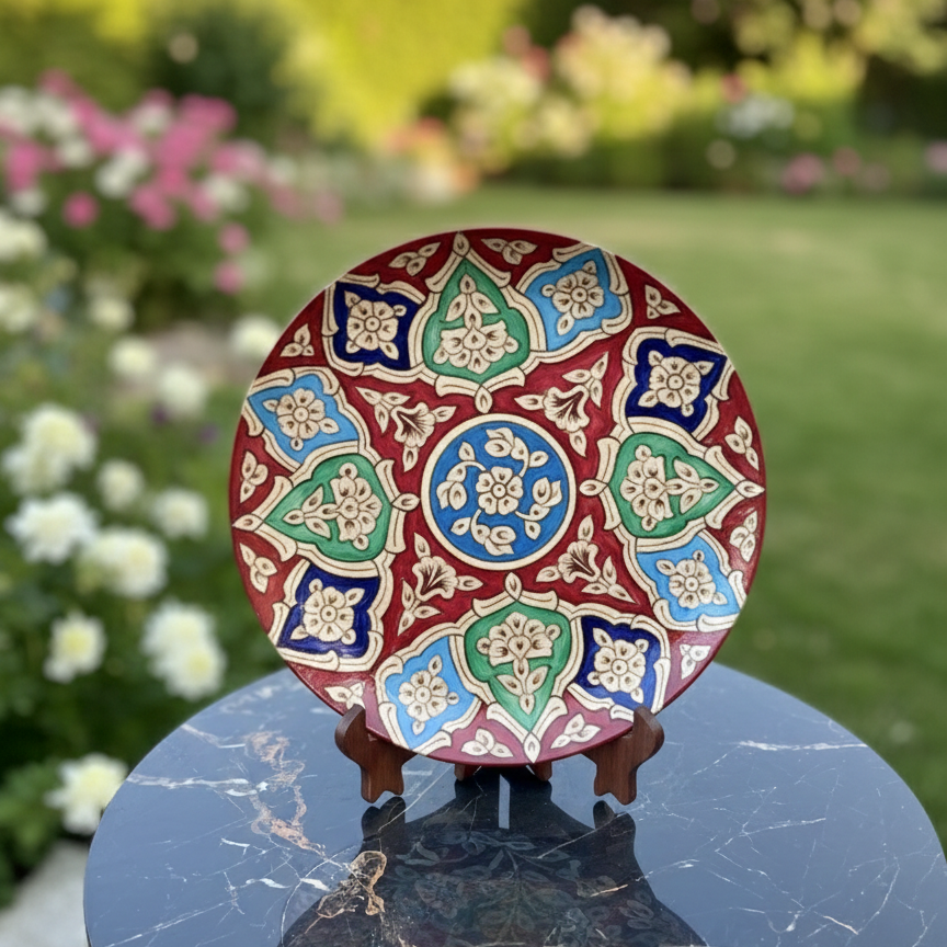 Handcrafted Wooden Naqashi Plate 10inch