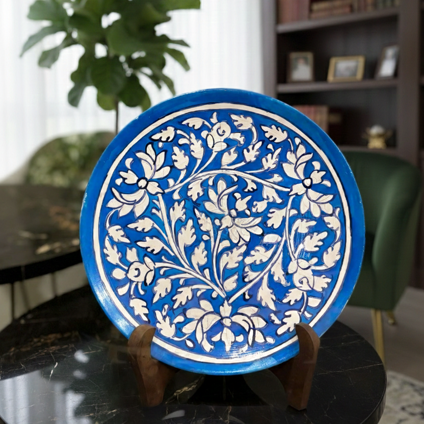 Handcrafted Wooden Naqashi Plate 10inch