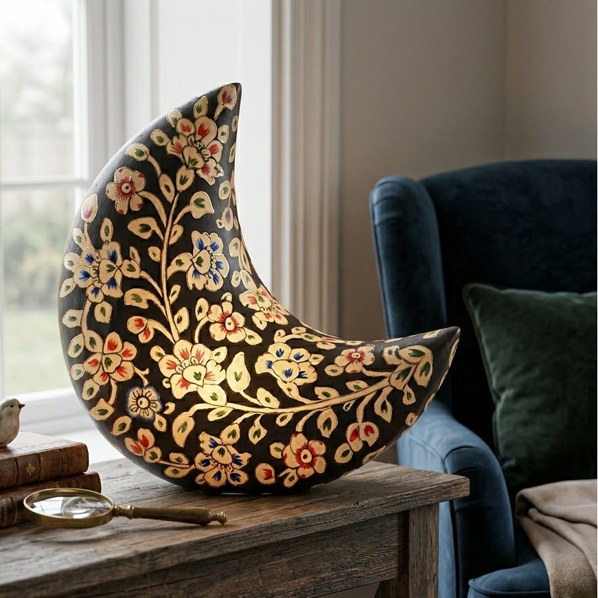 Moon Shape Camel Skin Lamp 8-inch