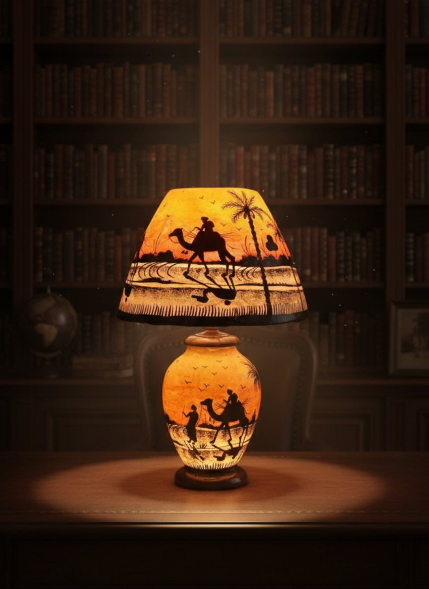 Hand-Painted Camel Skin Lamp