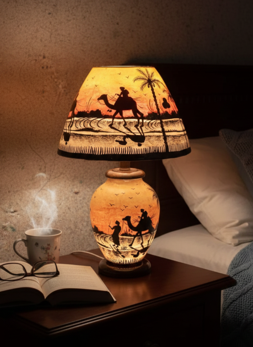 Hand-Painted Camel Skin Lamp