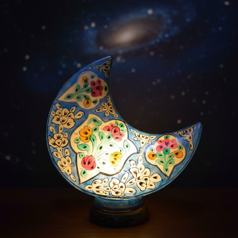 Moon Shape Camel Skin Lamp 8-inch