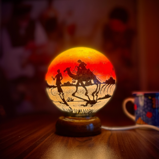 Circle Shape Camel Skin Lamp