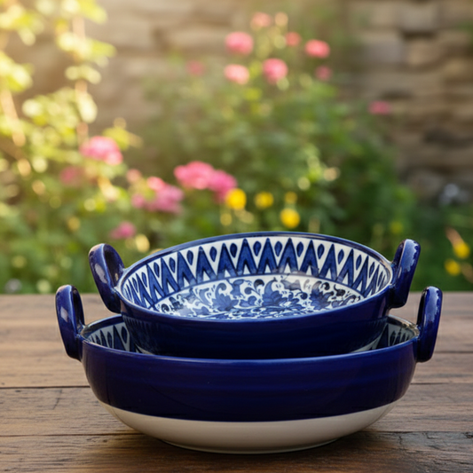 Serina Blue Ceramic Karahi - Set of 2