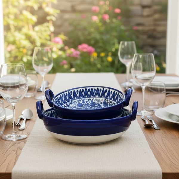 Serina Blue Ceramic Karahi - Set of 2