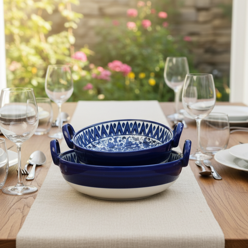 Serina Blue Ceramic Karahi - Set of 2