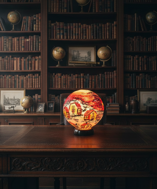 Handmade Camel Skin Lamp 8 Inch