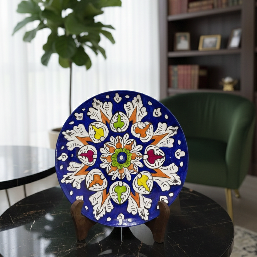 Handcrafted Wooden Naqashi Plate 10inch