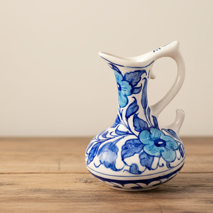 Hand-Painted Blue Floral Mini Ceramic Vases (Set of 2)