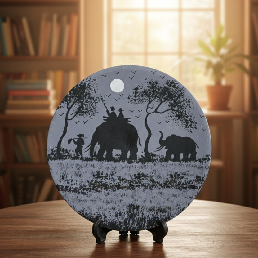 Handcrafted Wooden Naqashi Plate 10inch