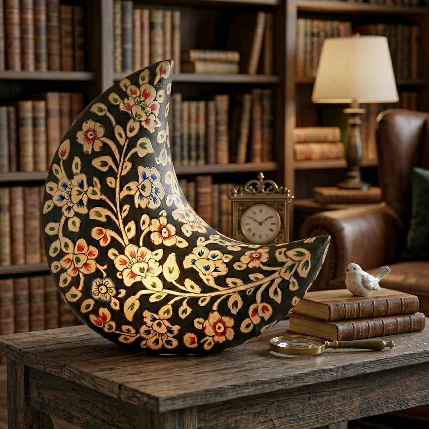 Moon Shape Camel Skin Lamp 8-inch