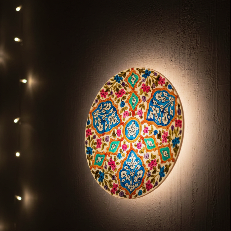 Wall Plated Handmade Camel Skin Lamp