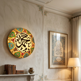Wall Plated Islamic Design Handmade Camel Skin Lamp