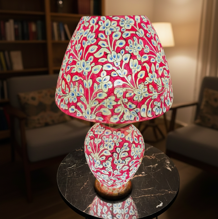 Handcrafted Leaf Design Camel Skin Lamp