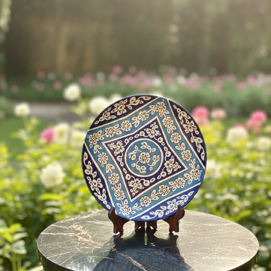 Handcrafted Wooden Naqashi Plate 10inch