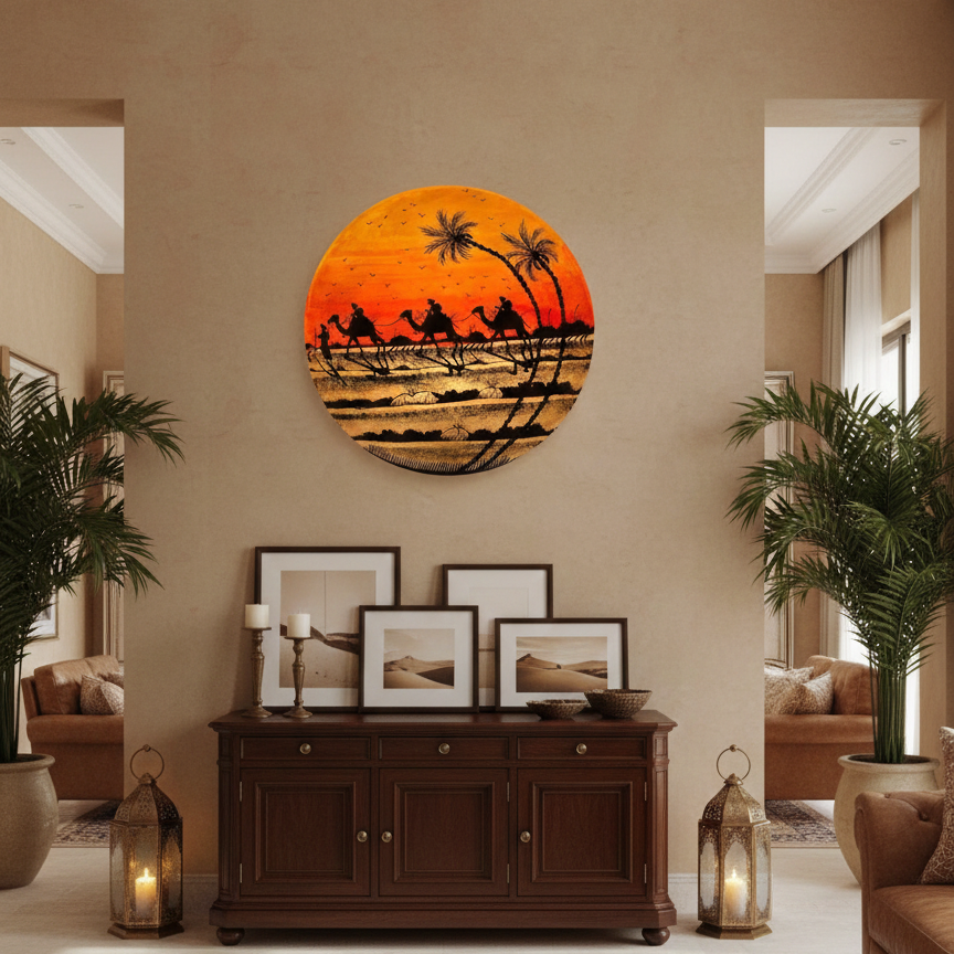 Wall Plated Handmade Camel Skin Lamp