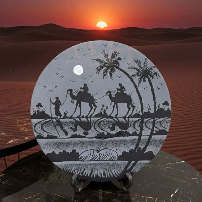 Handcrafted Wooden Naqashi Plate 10inch