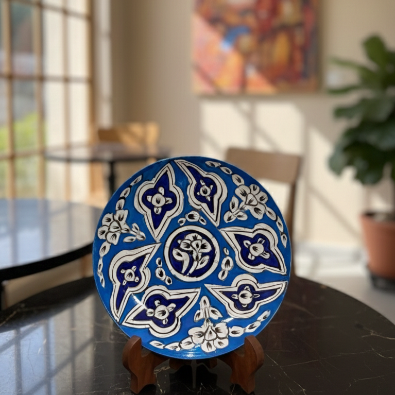 Handcrafted Wooden Naqashi Plate 10inch