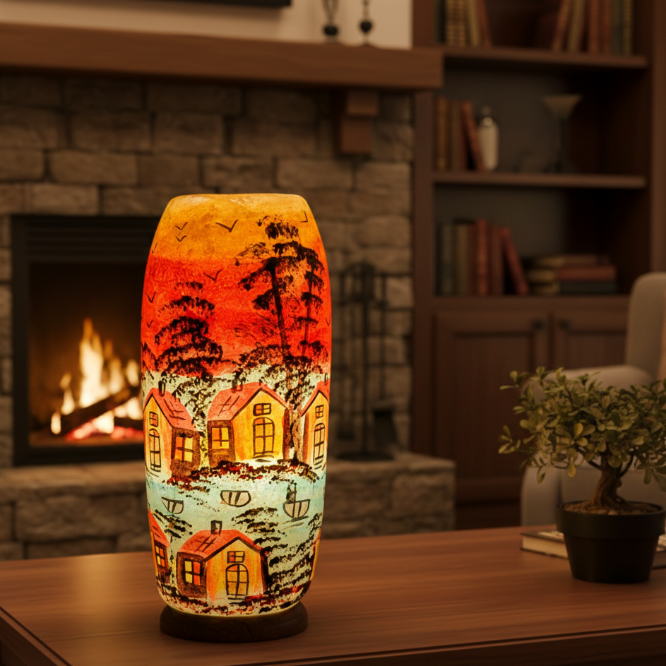 Bottle Shape Homeland Design Camel Skin Lamp 8-inch