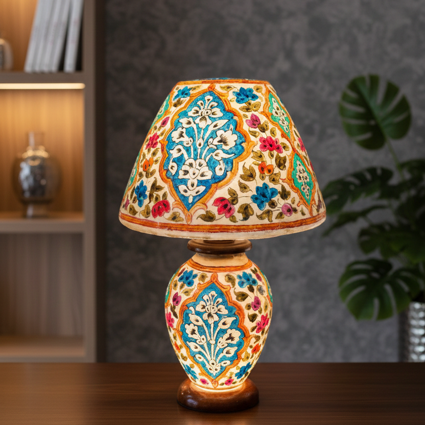 Handcrafted Flower Design Camel Skin Lamp