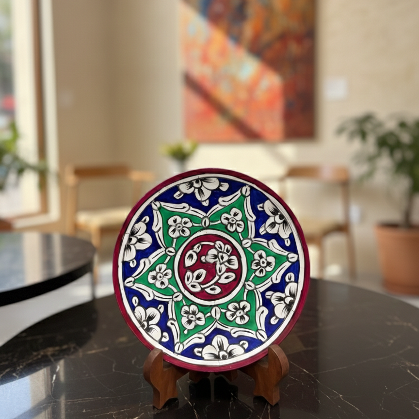 Handcrafted Wooden Naqashi Plate 10inch