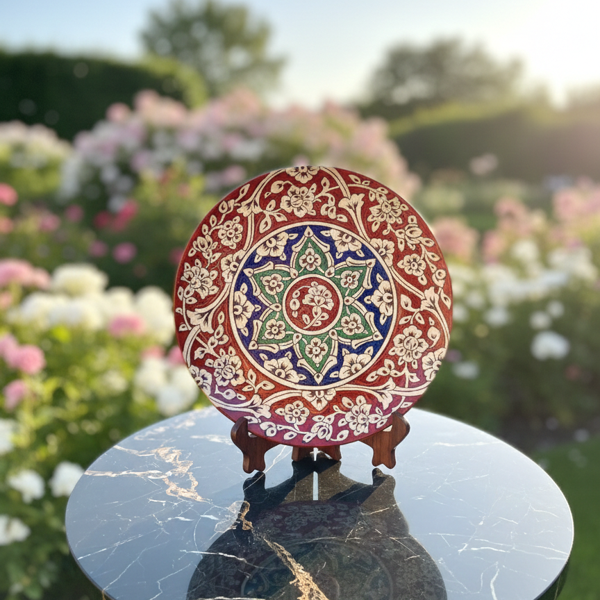 Handcrafted Wooden Naqashi Plate 10inch