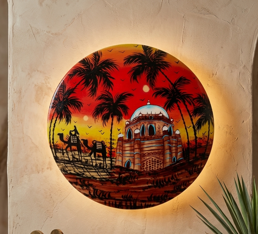 Artwork Wall Plated Handmade Camel Skin Lamp